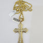 10k Solid Rope Chain Jesus Cross Charm Set 4mm 18"-28" Necklace Yellow Gold