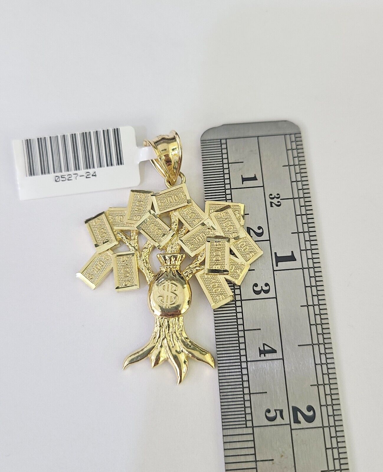 10K Franco Chain Money Tree Pendant Charm Necklace 20"-26" 2.5mm Yellow Gold