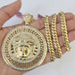 Real 14k Solid Chain Medusa Head Charm Set Miami Cuban Link 6mm Necklace Pendant