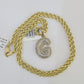 10k 3mm Rope Solid Chain G Diamond Pendant Alphabet 18"-28" Gold Charm Necklace