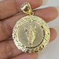 Real 10K Nugget Medallion Guadalupe Pendent Charm 10kt yellow Gold 2" Religious