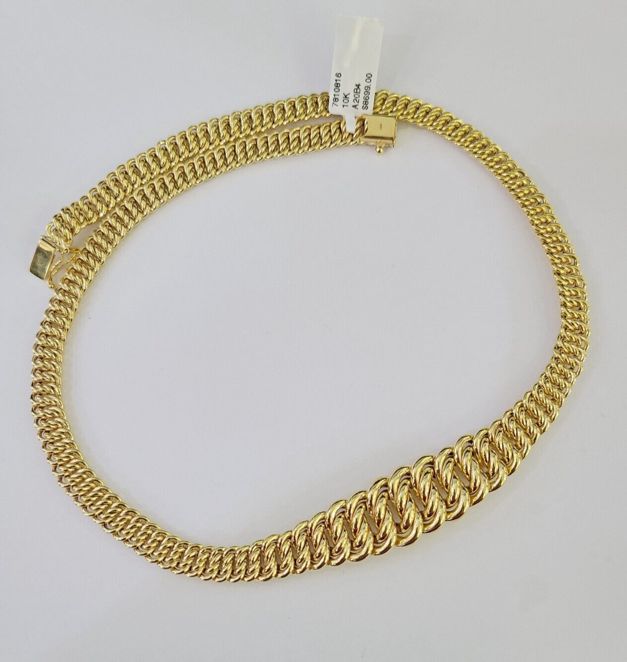 10K Gold Flat Byzantine Link Princesa Necklace 7mm 18" inch Real Yellow Chain