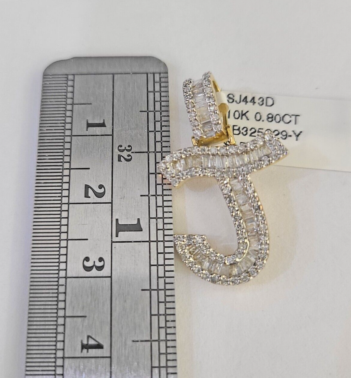 10k Yellow Gold Diamond J Charm Pendant Initial Alphabet Letter Real Genuine