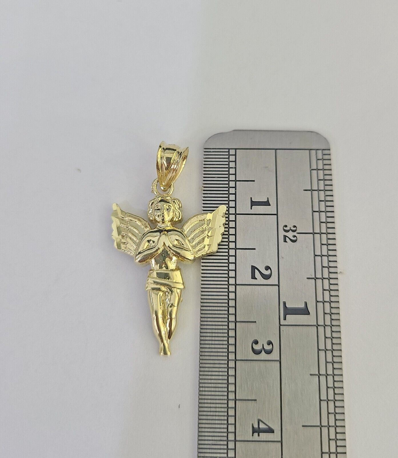 10k 2.5mm Rope Chain Praying Angel Pendant 18"-30 Yellow Gold Set Charm Necklace