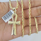 10k Milano Rope Chain Ankh Jesus Cross Charm Necklace SET 3mm 18" 20" 22" 24"