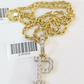 10k Rope Chain P Diamond Initial Charm Necklace Pendant Set 2mm 18"-24" Gold