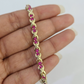 Real 10K Yellow Gold Pink Tennis Bracelet 4mm 7.5 Inches 10kt Gold