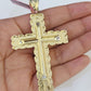 14K Franco Chain Jesus Nugget Cross Pendant Charm Necklace 20"-26" 4mm Gold