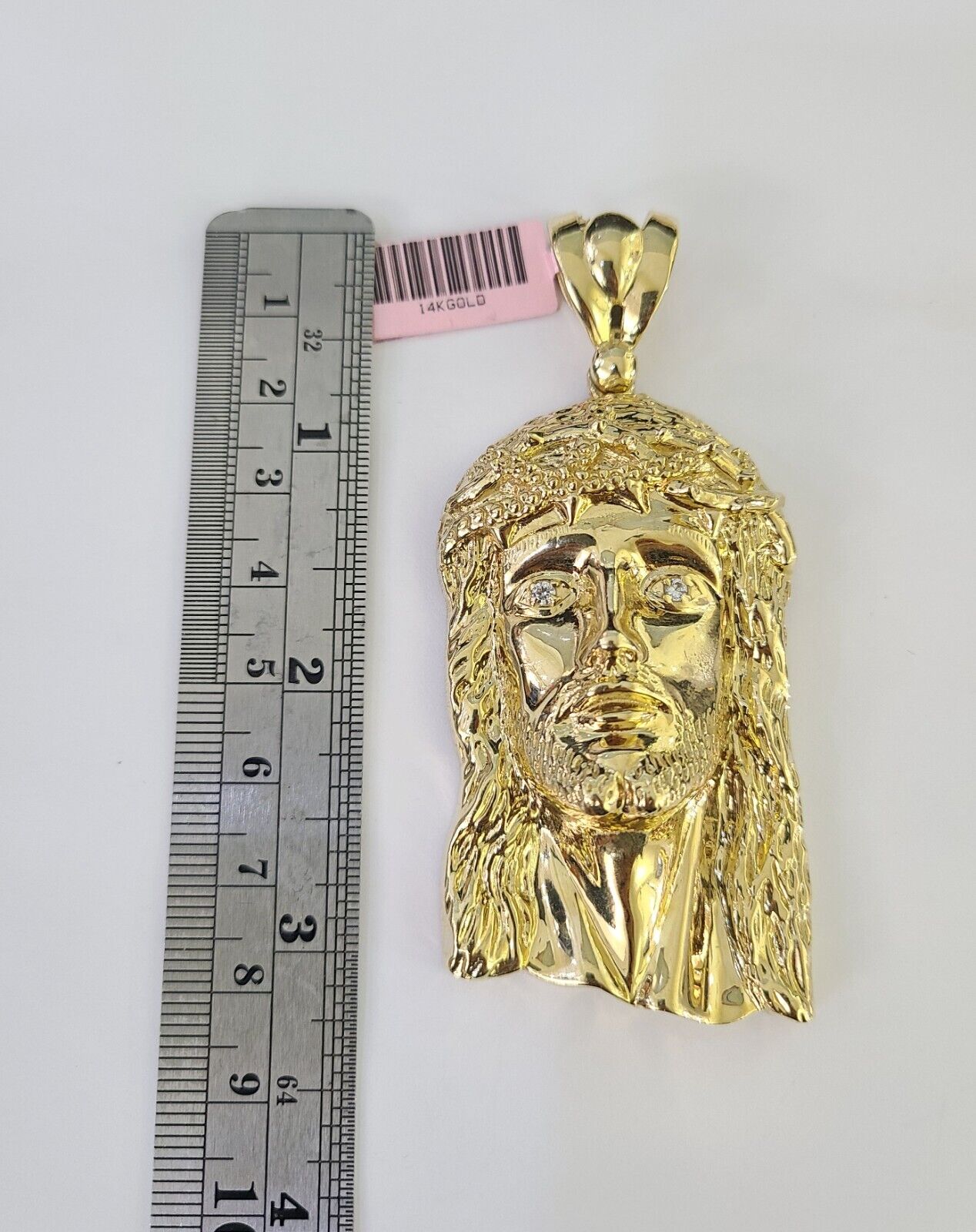 Real 14k Solid Chain Jesus Head Charm Set Miami Cuban 6mm Necklace Pendant Gold