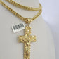 10K Franco Chain Jesus Cross Pendant Charm Necklace 20"-26" 5mm Gold SET Yellow