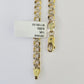 Real 10K Cuban Curb Link Bracelet Yellow Gold Diamond Cut 5mm 7" Inch