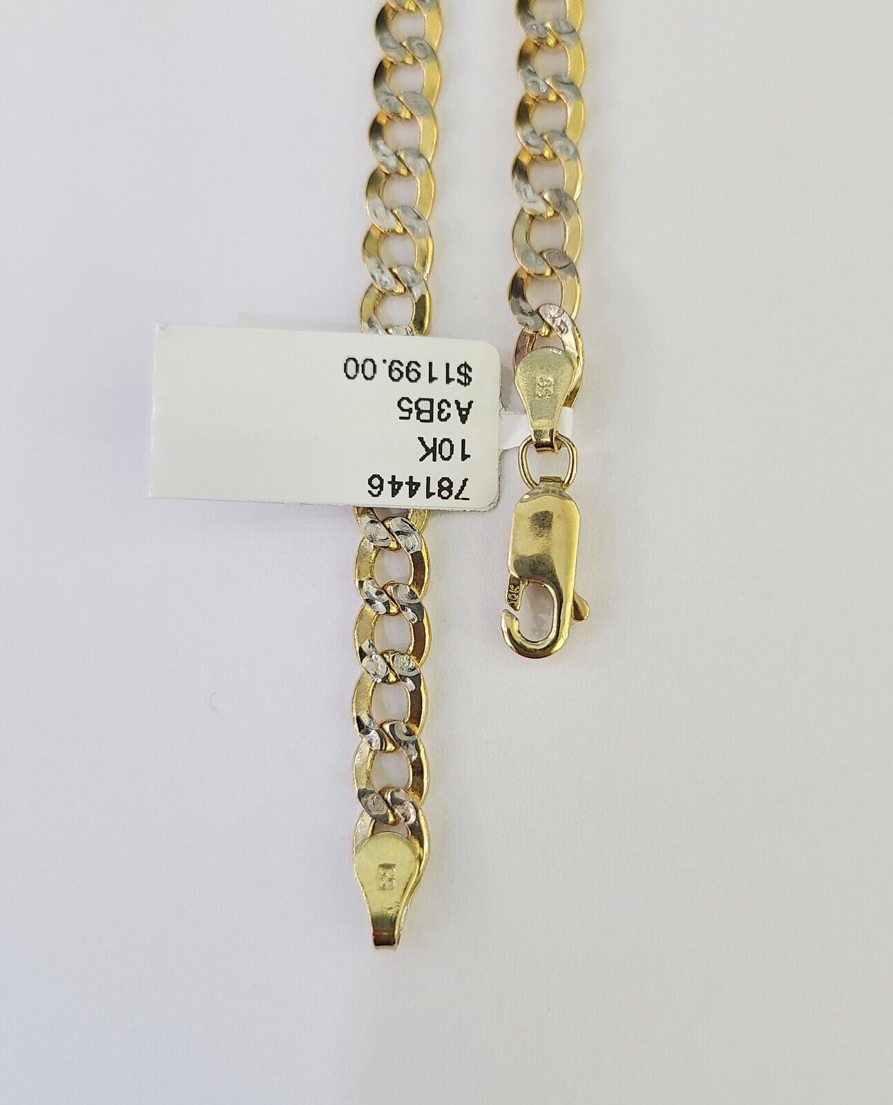 Real 10K Cuban Curb Link Bracelet Yellow Gold Diamond Cut 5mm 7" Inch