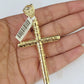 10K Franco Chain Jesus Cross Pendant Charm Necklace 20"-26" 3mm Gold