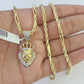 Real 10k Milano Rope Chain Diamond Lion Charm Necklace SET 3mm 18" 20" 22" 24"