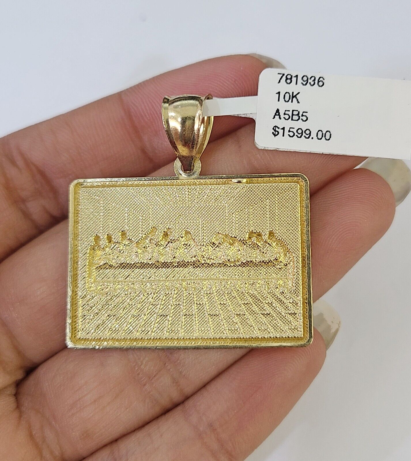 Real 10k Miami Cuban Chain Last Supper Charm Set 4mm Yellow Gold Necklace