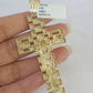 Real 10K Jesus Cross Pendant 3" Yellow Gold Charm Genuine 10kt