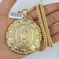 10K Franco Chain Jesus Mary Pendant Charm Necklace 20"-26" 5mm Gold SET Yellow