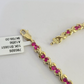 Real 10K Yellow Gold Pink Tennis Bracelet 4mm 7.5 Inches 10kt Gold