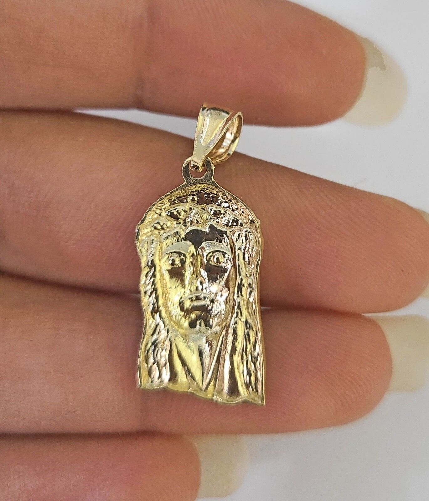 Real 10K Yellow Gold Jesus Head Pendant Charm Genuine