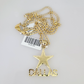 10k Gold Solid Cuban Curb Chain Necklace Dallas Star Pendant Set 3mm 18"-26"