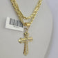 10k Milano Rope Chain Jesus Cross Charm Necklace SET 3mm 18" 20" 22" 24"