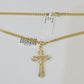 10K Gold Miami Cuban Chain INRI Cross Charm Length 18"-26" 2.5mm REAL Yellow