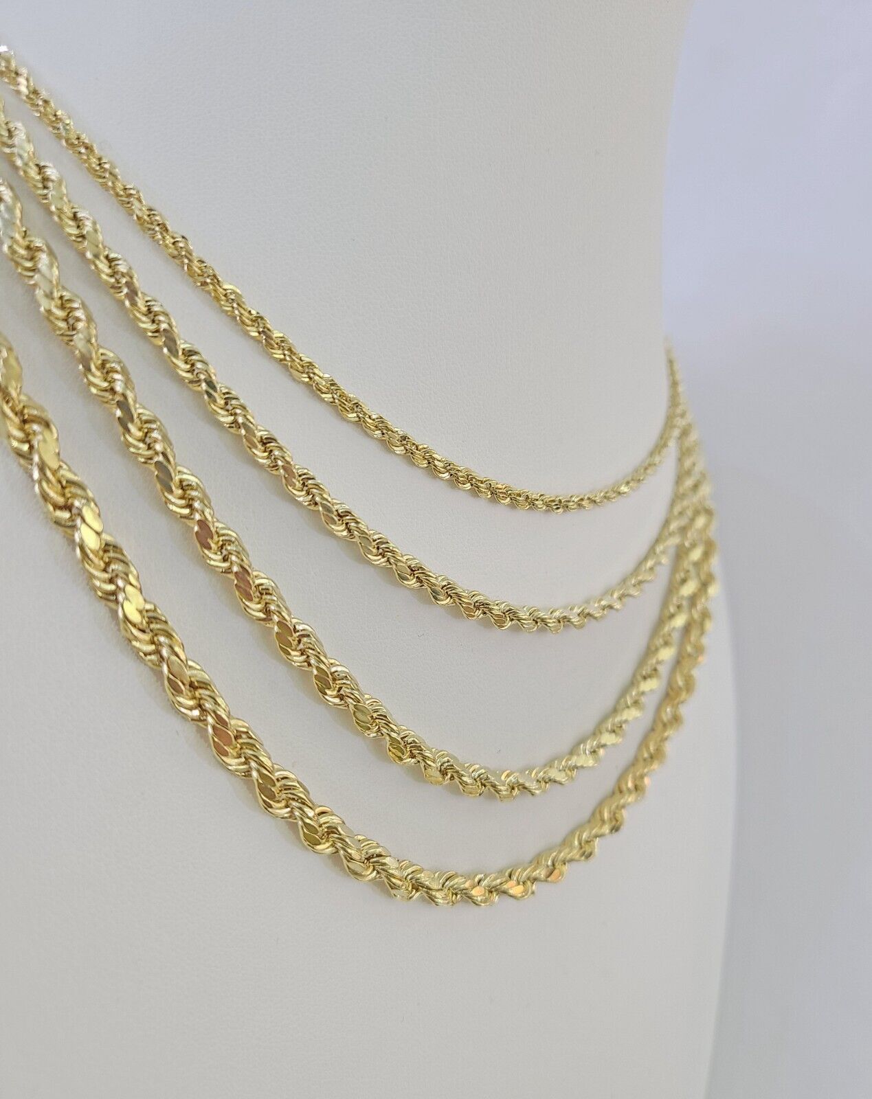 Real 14k Gold Rope Chain Necklace 3mm-6mm 20"-26" Inch Men Women Yellow 14kt