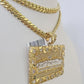 Real 14k Solid Chain Last Supper Charm Set Miami Cuban Link 6mm Necklace Pendant