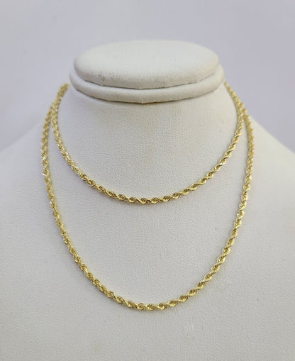 14k Solid Rope Chain Necklace 2mm 16"-24" Inch Yellow Gold Men Women 14Kt