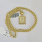 10k Gold Initial I Charm Rope Chain 16"-26" 2.5mm SET Necklace Alphabet Pendant