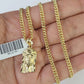 10K Gold Miami Cuban Chain Jesus Head 18"-28" 3mm REAL Pendant Necklace SET