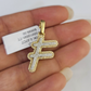 10k Yellow Gold Diamond F Charm Pendant Initial Alphabet Letter Real Genuine