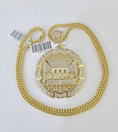 10K Gold Franco Chain Last Supper Charm Length 18-26 inches 3mm REAL Yellow