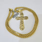 10K Gold Franco Chain Cross Charm Length 18-26 inches 3mm REAL Yellow