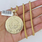 10K Franco Chain Mayan Calendar Pendant Charm Necklace 20"-26" 3mm Gold Yellow