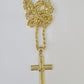 10k 3mm Rope Chain Jesus Cross Pendant 18"-30" Yellow Gold Set Charm Necklace