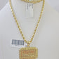 Real 10k 3mm Rope Chain Last Supper Pendant Charm 18" 20" 22" 24" 26" Set Yellow