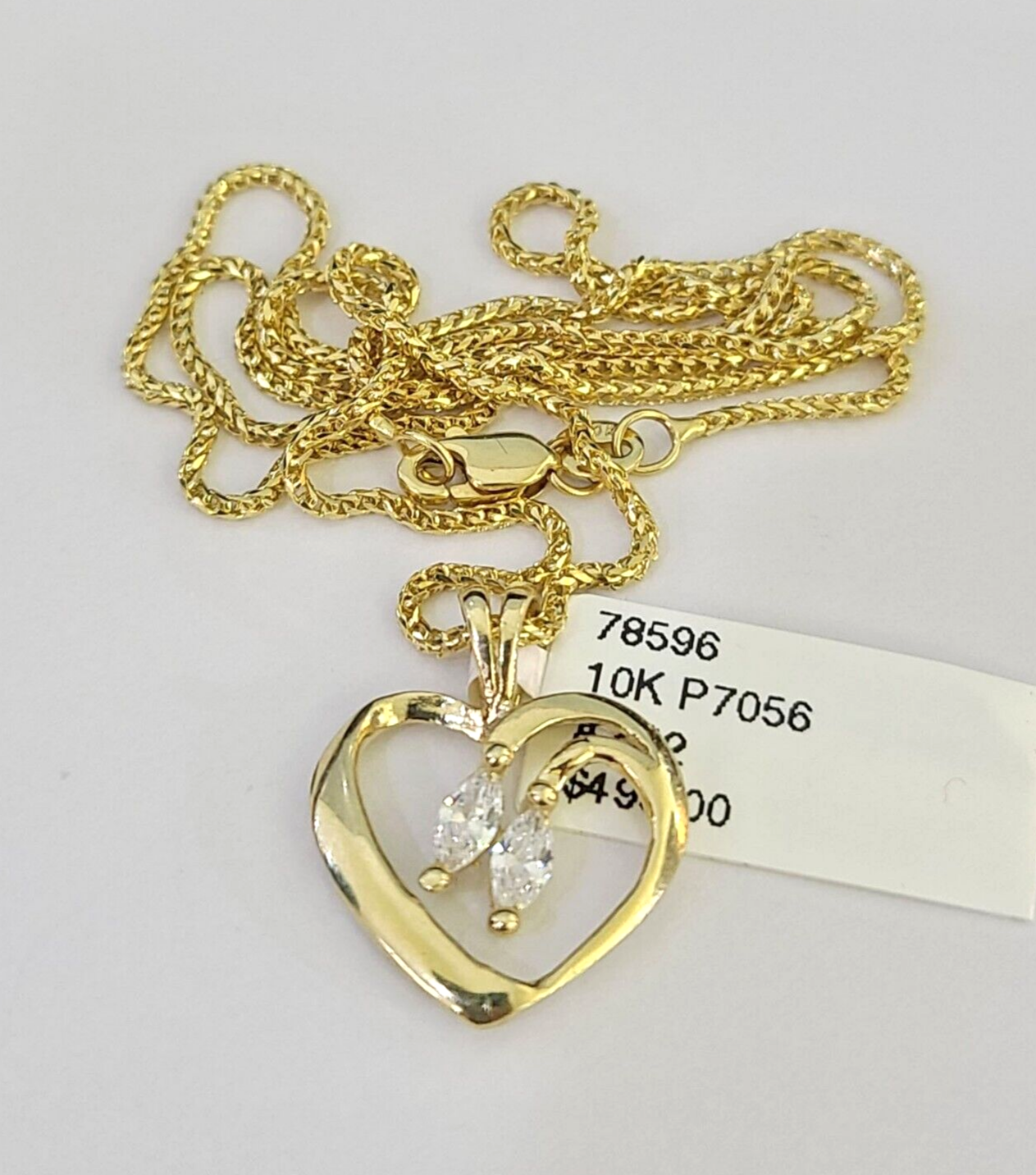 10K Solid Franco Chain Heart Pendant Charm Necklace 16"-22" 1mm Gold Ladies