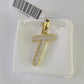 10k Miami Cuban Chain T Diamond Charm Set 4mm 18-26"Yellow Gold Necklace Pendant