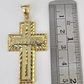 10k Real Last Supper Cross Charm Pendant Yellow Gold Men Women Diamond cuts 2"