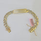 14K Real Gold ID Bracelet Miami Cuban link 12mm 8.5" inches 14kt Diamond Cut