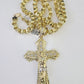 10k Gold Byzantine Necklace Jesus Cross Charm Pendant 20"-30" 8mm REAL SET Chain