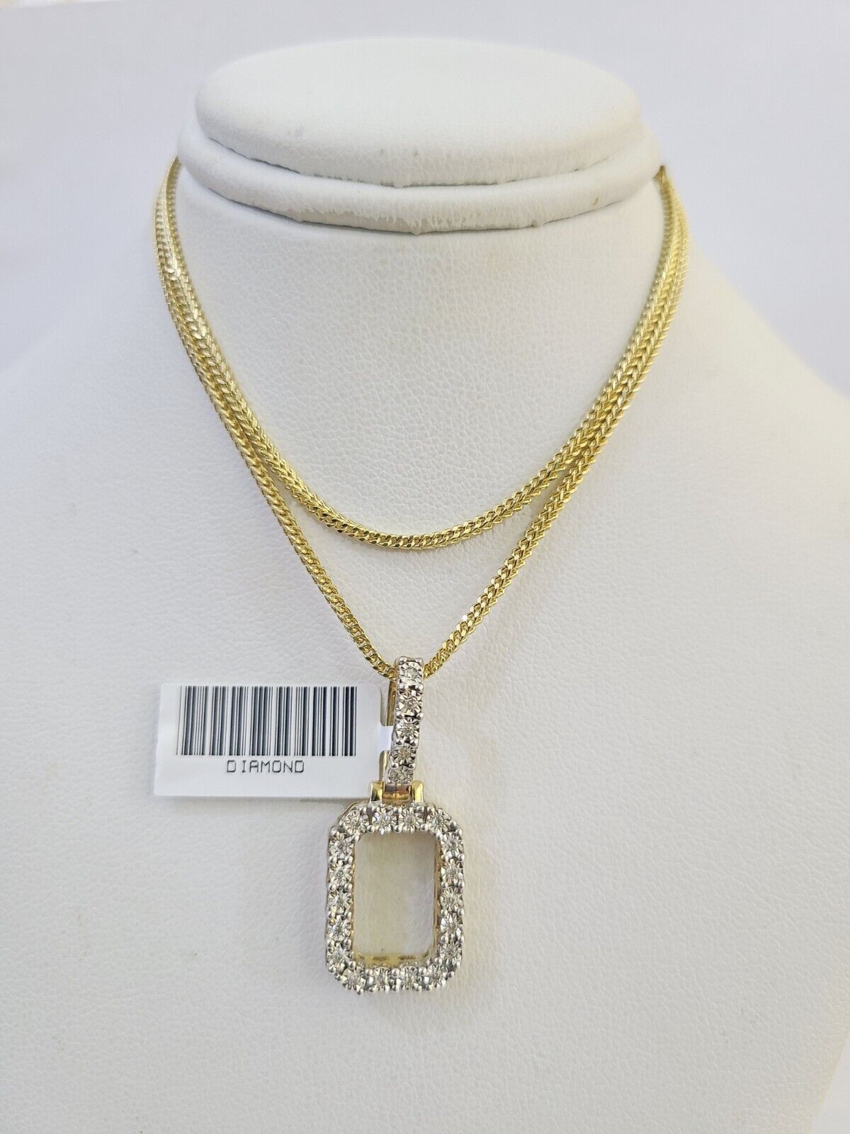 10K Franco Chain Diamond O Pendant Initial Charm Letter Necklace 18"-24" 1.5mm