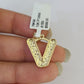 10k Gold Initial V Charm Rope Chain 16"-26" 2.5mm SET Necklace Alphabet Pendant