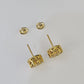 10k Diamond Flower Earrings Yellow gold Real screw-back Women Men Studs