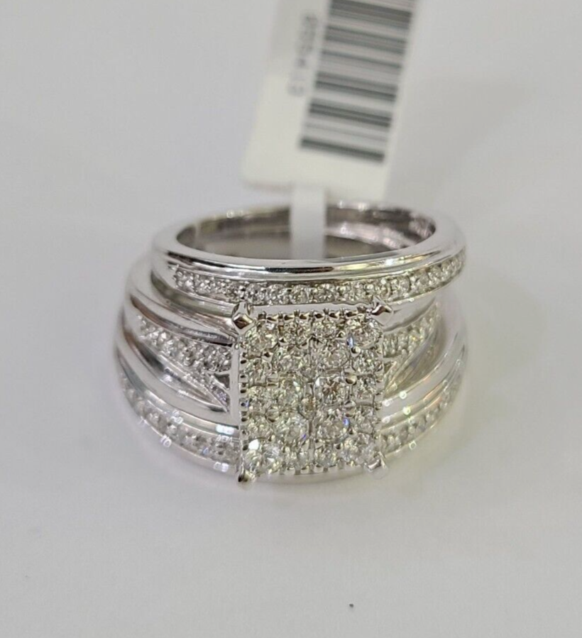 REAL 14k Diamond Ring White Gold Ladies Men Trio SET Wedding Engagement Genuine