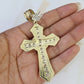 10k Solid Rope Chain Jesus Cross Charm Set 4mm 18"-28" Necklace Yellow Gold