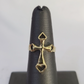 Real 14k Jesus Cross Hearts Ring Band Casual Wedding Engagement Yellow Gold