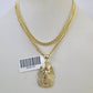 10K Gold Miami Cuban Chain Pharaoh 18"-28" 3mm REAL Pendant Necklace SET