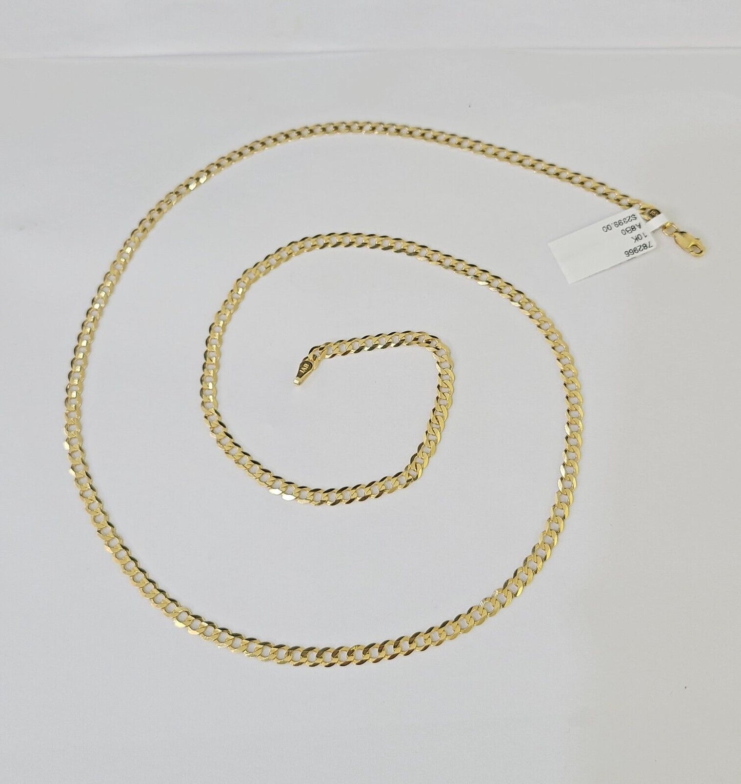 10k Gold Cuban Curb Link chain 4mm 24 Inch Real Yellow Gold Real Genuine